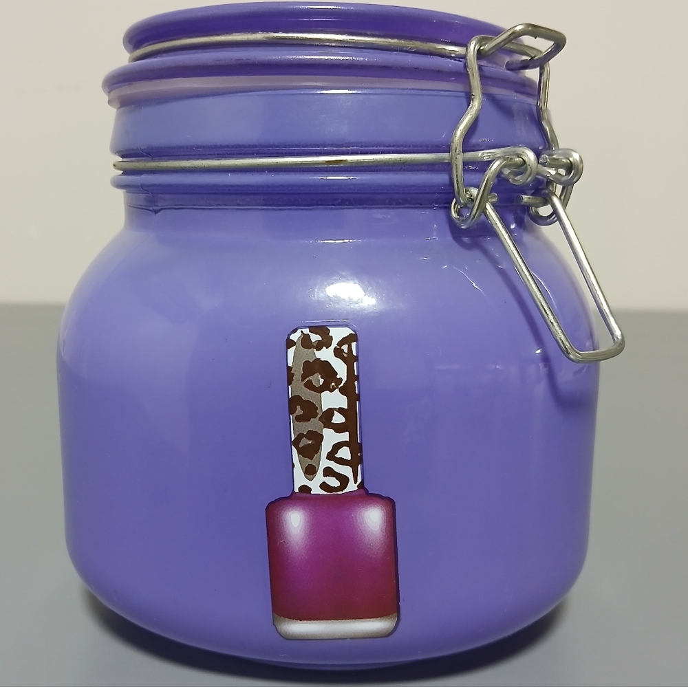 🎀 3 For $15 Or 5 For $25 Purple Storage Jar with Nail Polish Design